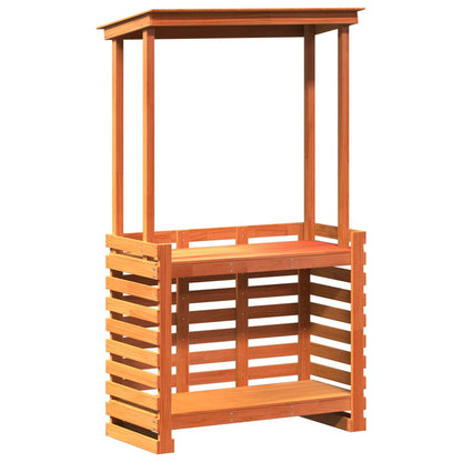 Tuinbartafel Met Dak Bruin 112,5X57X195,5 Cm Massief Hout