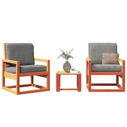 3-piece lounge set solid pine wash brown