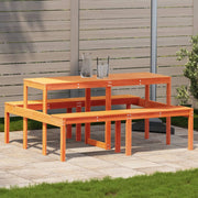 Picnic table 160x134x75 cm solid pine wood wash brown
