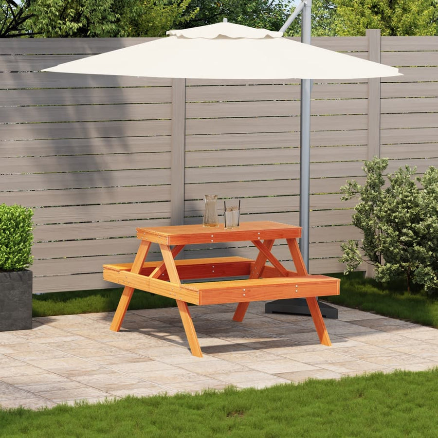 Picknicktafel 105x134x75 cm massief grenenhout wasbruin