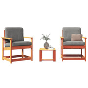 3-piece lounge set solid pine wash brown
