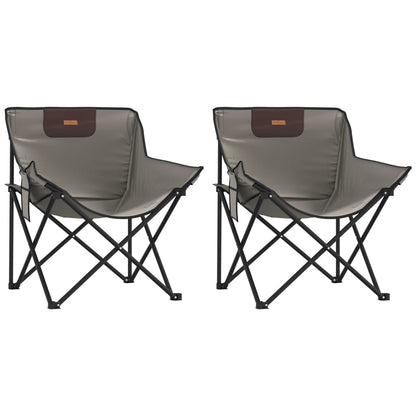 Campingstoelen 2 st met vakje inklapbaar grijs
