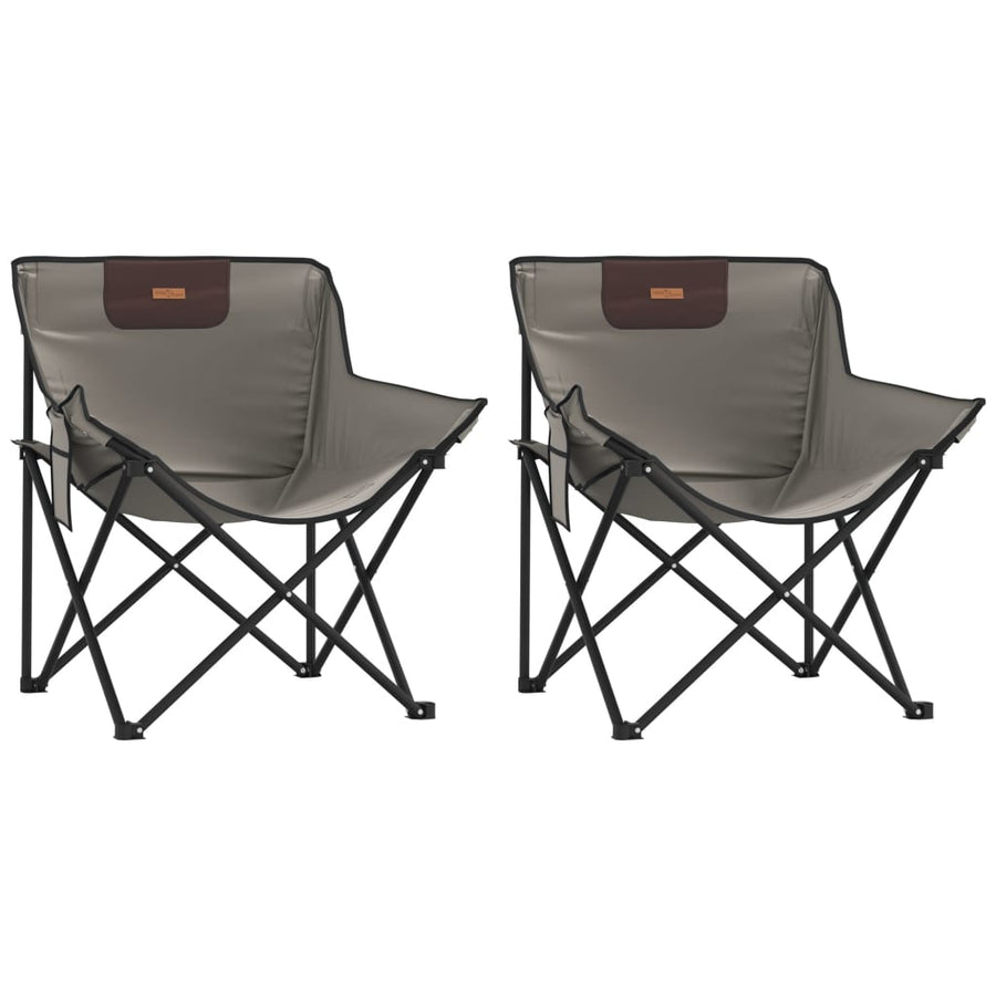 Campingstoelen 2 st met vakje inklapbaar grijs