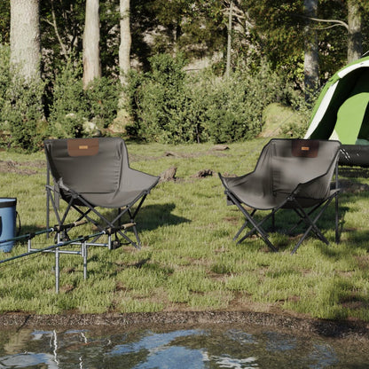 Campingstoelen 2 st met vakje inklapbaar grijs