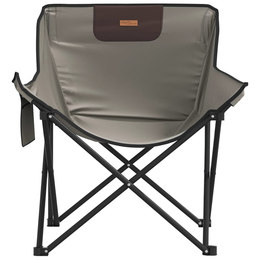 Campingstoelen 2 st met vakje inklapbaar grijs