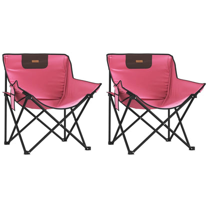 Campingstoelen 2 st met vakje inklapbaar roze