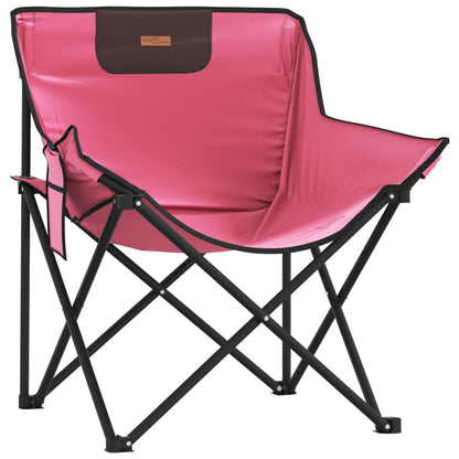 Campingstoelen 2 st met vakje inklapbaar roze