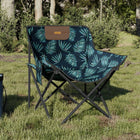 Camping chairs 2 pcs with pocket foldable leaf print