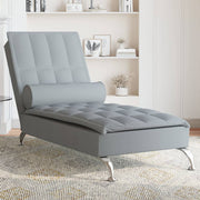 Massage chaise longue 138x56x75 cm lichtgrijs stof