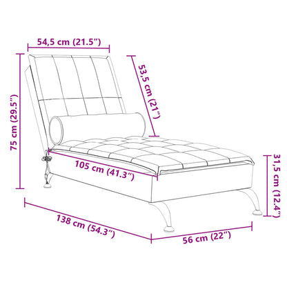 Massage chaise longue met bolster stof donkergrijs
