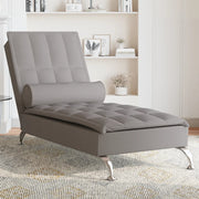 Massage chaise longue 138x56x75 cm stof taupe