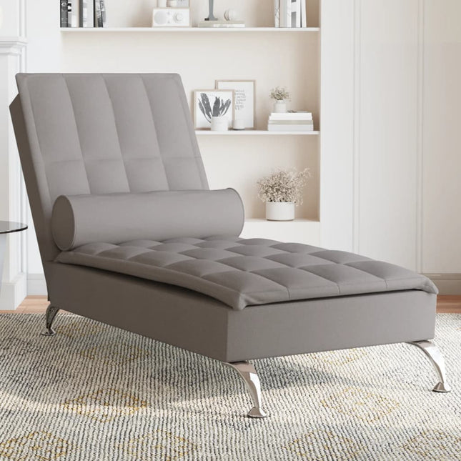 Massage chaise longue met bolster stof taupe