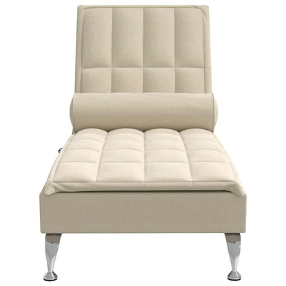 Massage chaise longue met bolster stof crèmekleurig