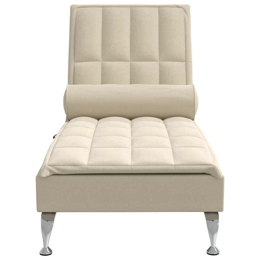 Massage chaise longue met bolster stof crèmekleurig
