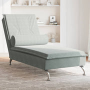 Chaise longue massage fluweel lichtgrijs 136,5x56x75 cm