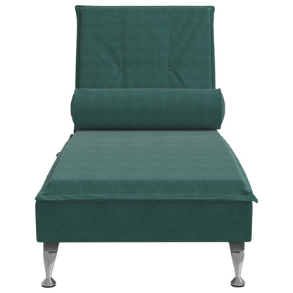 Massage chaise longue met bolster fluweel donkergroen