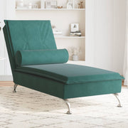 Massage chaise longue 136,5x56x75 cm fluweel donkergroen