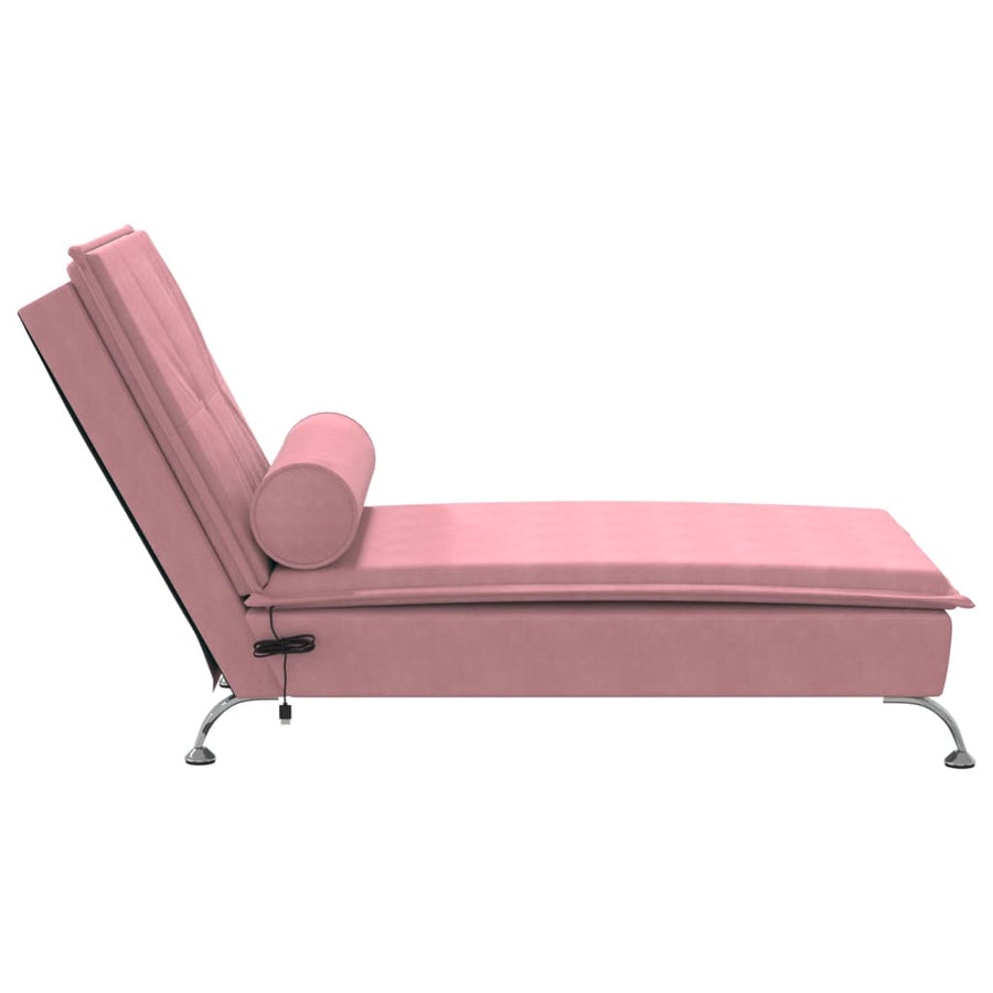 Massage chaise longue met bolster fluweel roze
