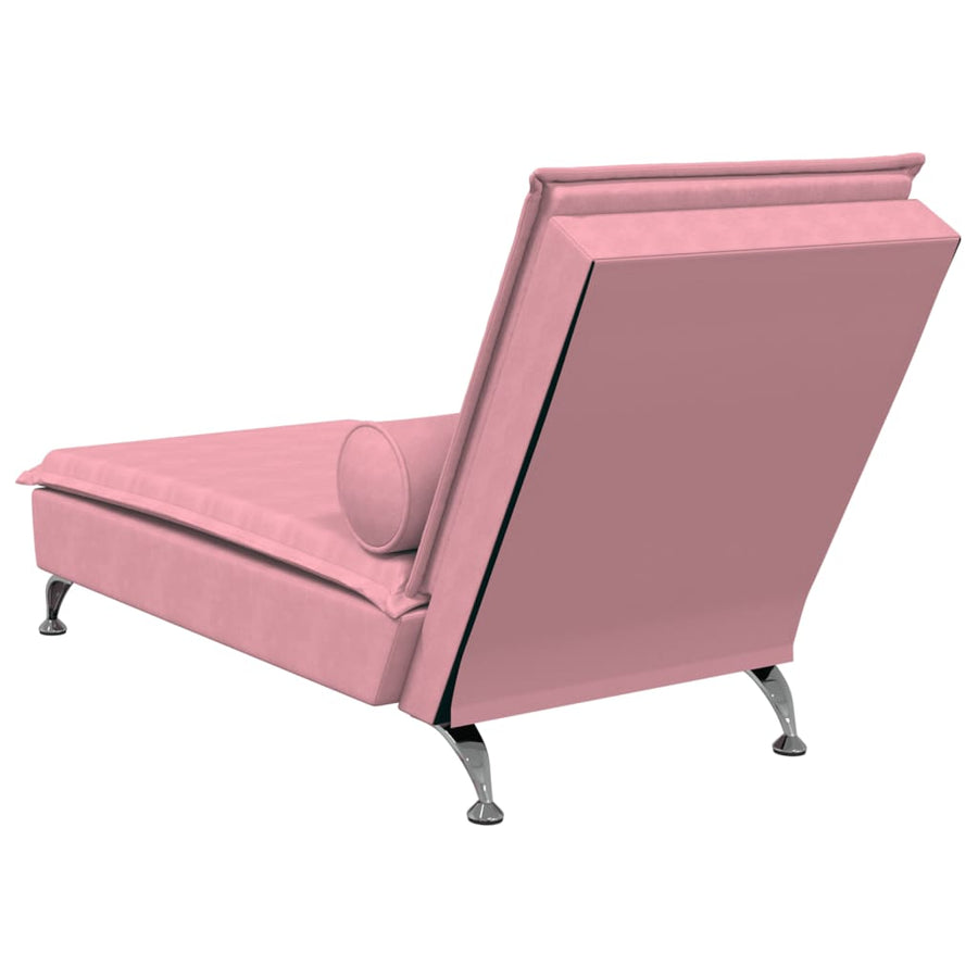 Massage chaise longue met bolster fluweel roze