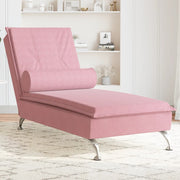 Massage chaise longue met bolster fluweel roze 136,5x56x75 cm