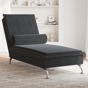 Massage chaise longue fluweel zwart 136,5x56x75 cm