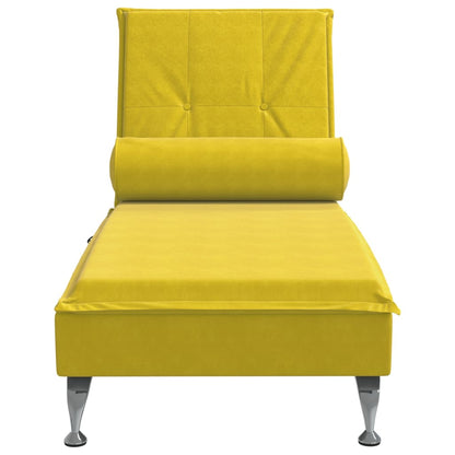 Massage chaise longue met bolster fluweel geel