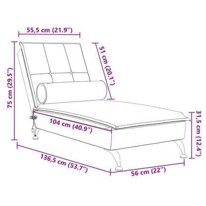 Massage chaise longue met bolster fluweel blauw