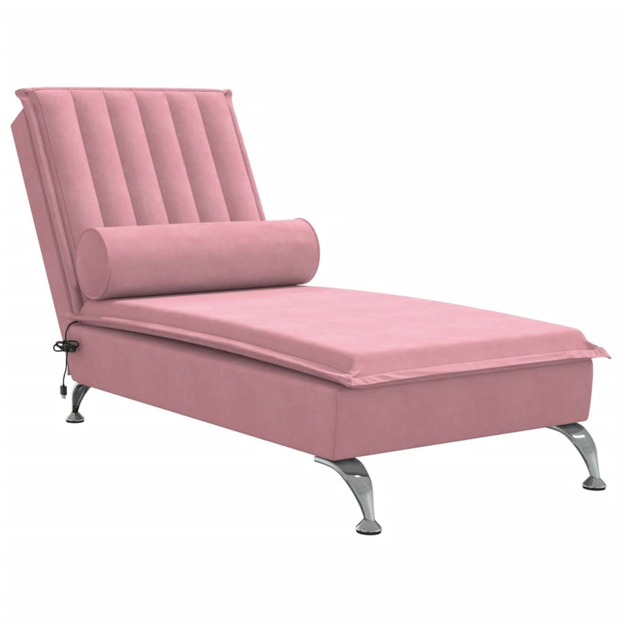Massage chaise longue met bolster fluweel roze