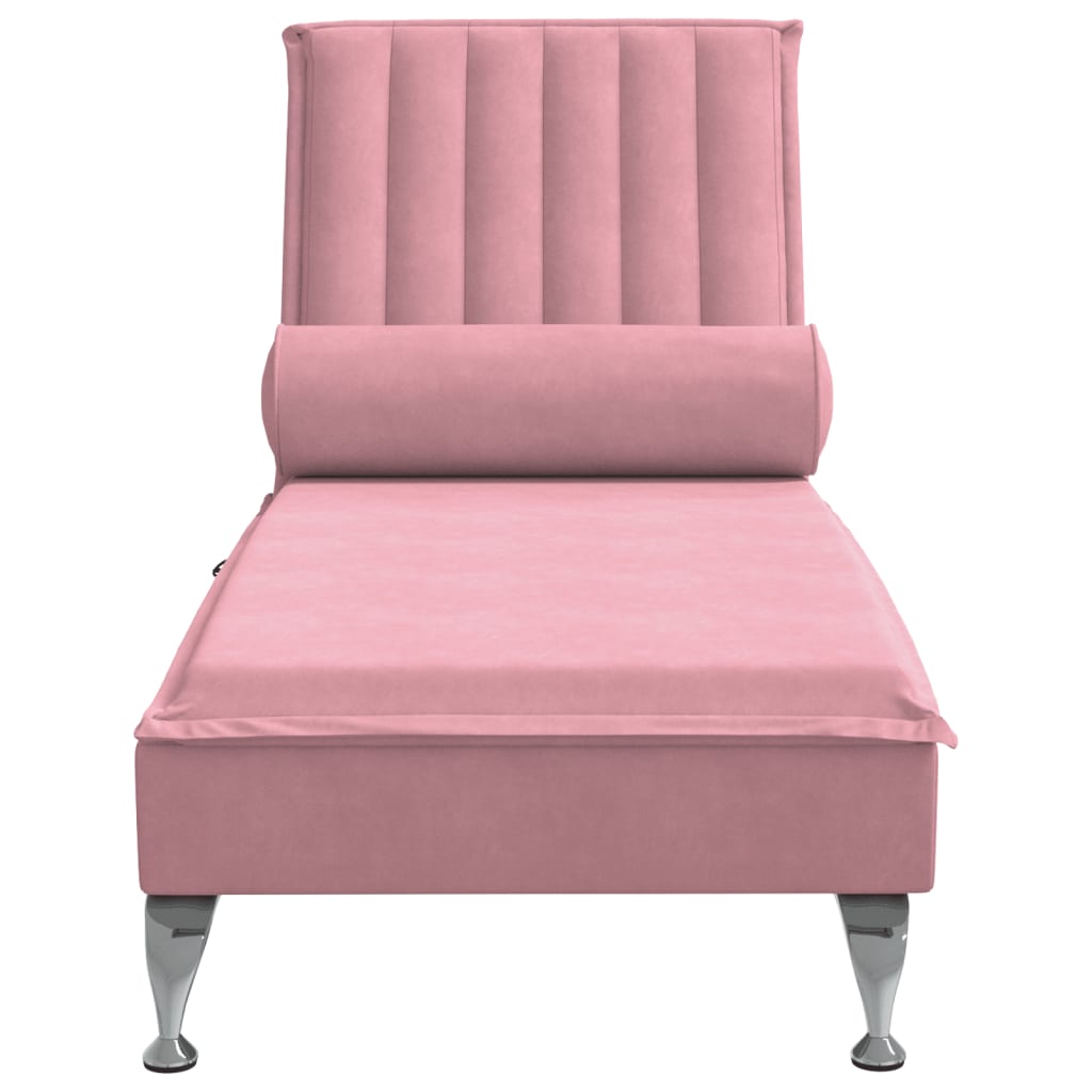 Massage chaise longue met bolster fluweel roze