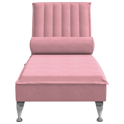 Massage chaise longue met bolster fluweel roze