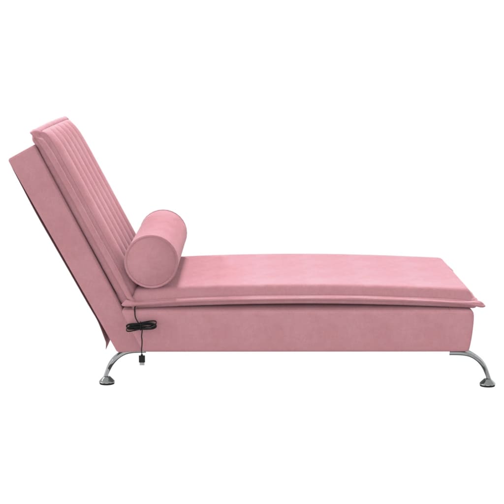 Massage chaise longue met bolster fluweel roze