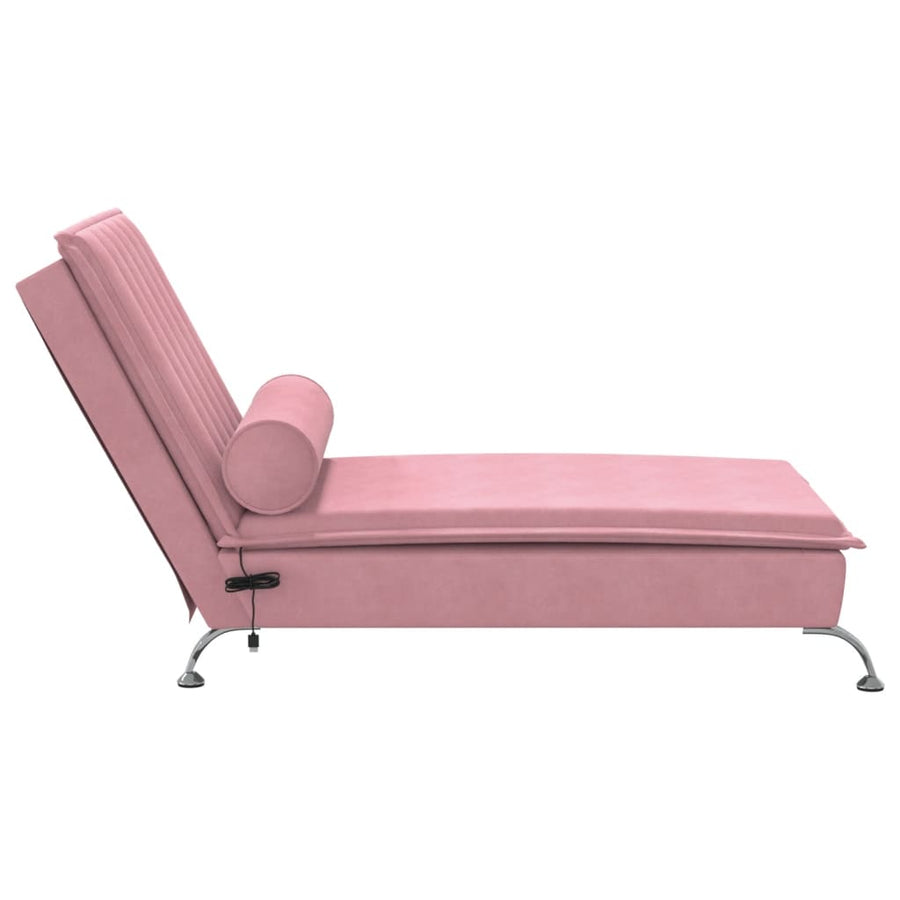 Massage chaise longue met bolster fluweel roze