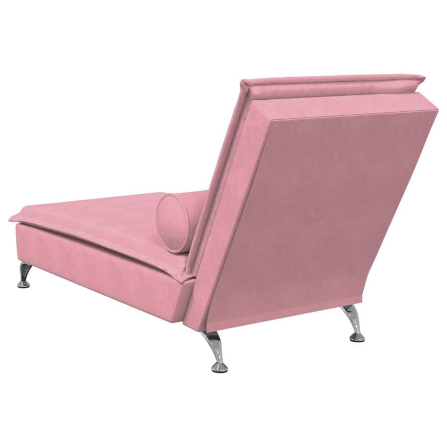 Massage chaise longue met bolster fluweel roze