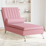 Massage chaise longue 137x56x75 cm fluweel roze