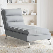 Chaise longue lichtgrijs stof met kussens