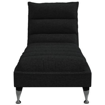 Chaise longue met kussens stof zwart