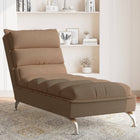 Chaise longue met kussens stof bruin