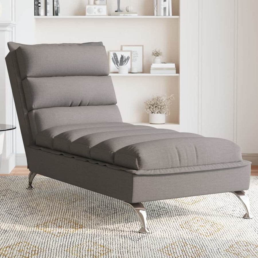 Chaise longue met kussens stof taupe