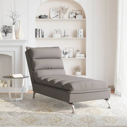 Chaise longue met kussens stof taupe