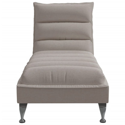 Chaise longue met kussens stof taupe