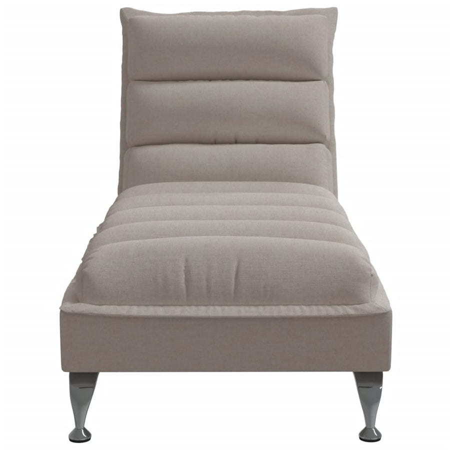 Chaise longue met kussens stof taupe