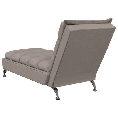 Chaise longue met kussens stof taupe