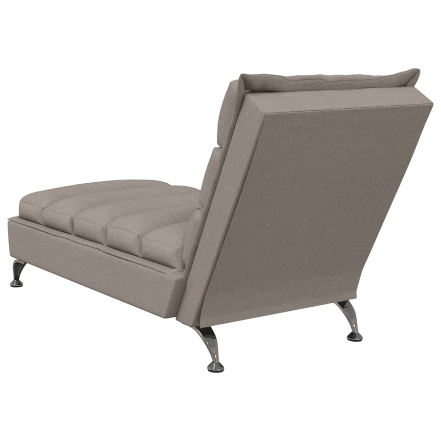 Chaise longue met kussens stof taupe