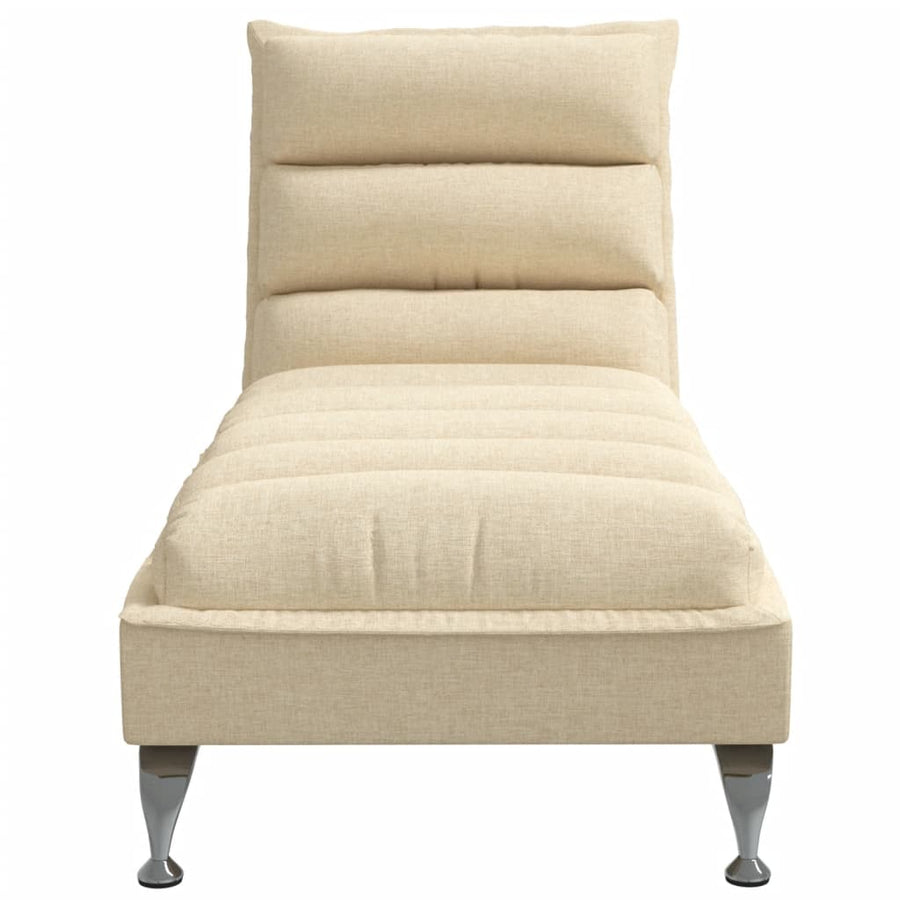 Chaise longue met kussens stof crèmekleurig