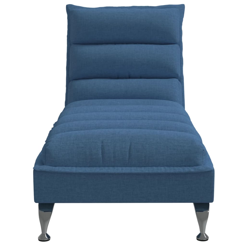 Chaise longue met kussens stof blauw