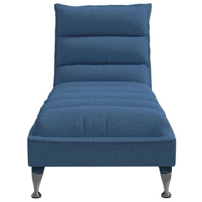 Chaise longue met kussens stof blauw