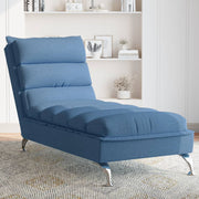 Chaise longue blauw stof met kussens
