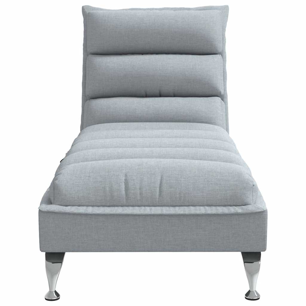 Massage chaise longue met kussens stof lichtgrijs