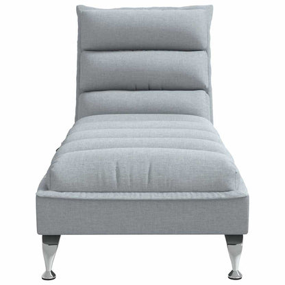 Massage chaise longue met kussens stof lichtgrijs