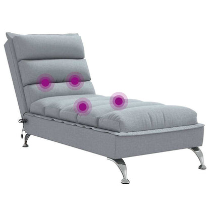 Massage chaise longue met kussens stof lichtgrijs